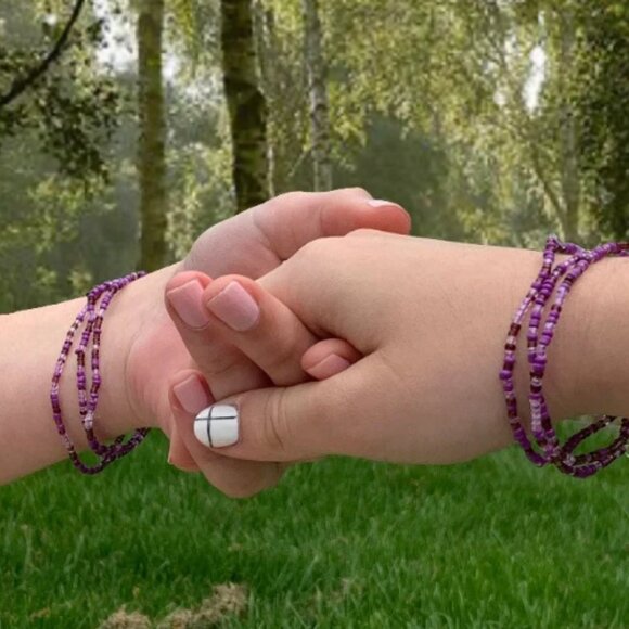 Purple Seed Bead Bracelet bundle of 3 - Picture 1 of 2